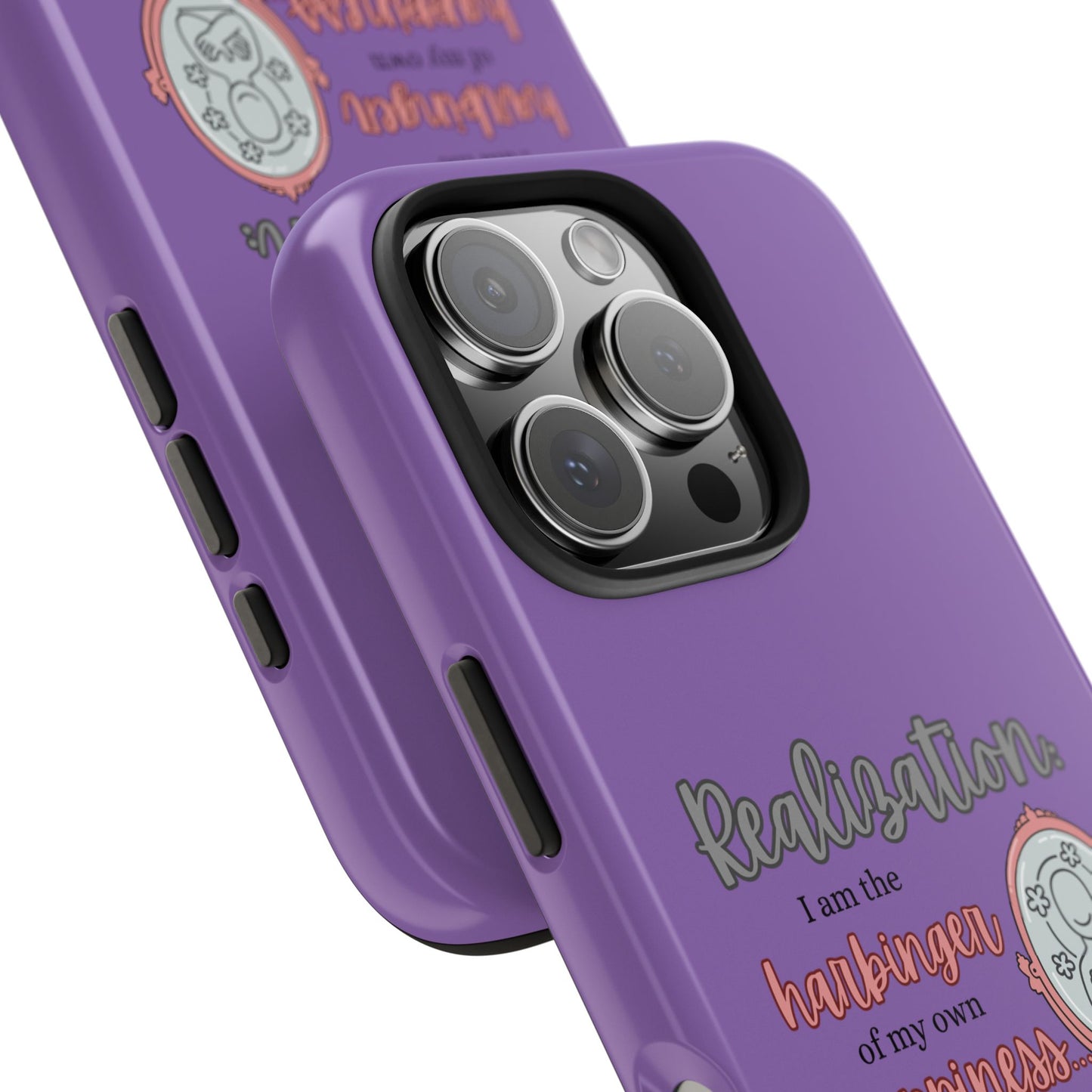 Harbinger of Happiness Tough Phone Cases (purple) available for iPhone 11-16 or Samsung Galaxy S21-S24