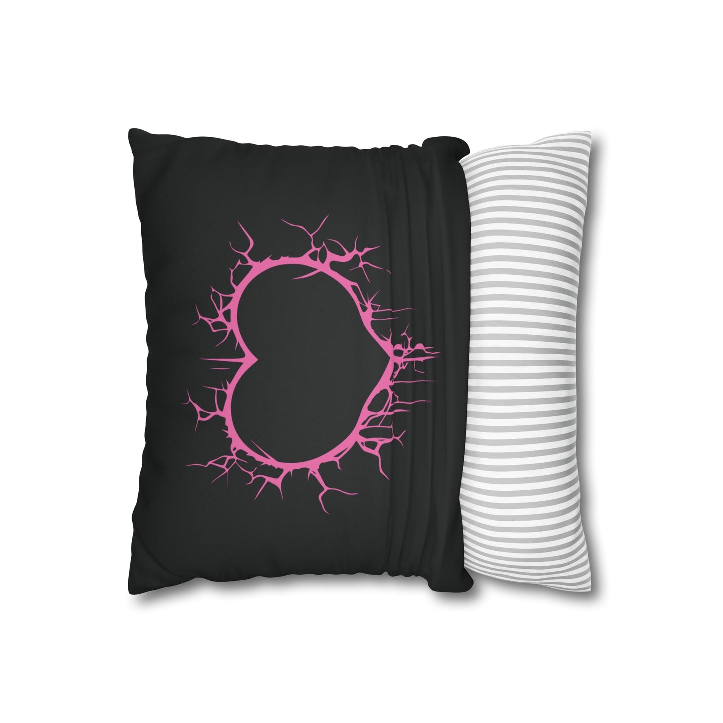 Lightning-Cracked Heart - Faux Suede Square Pillowcase (in Electric Pink)
