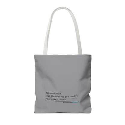 Medusa and Your Mommy Haiku - Tote Bag (Dual-sided print in Stone Grey)