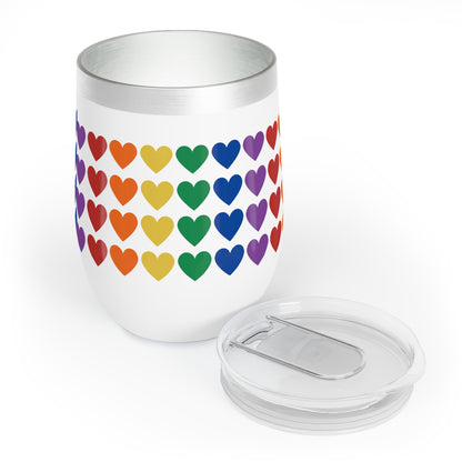 Rainbow Hearts Chill Wine Tumbler