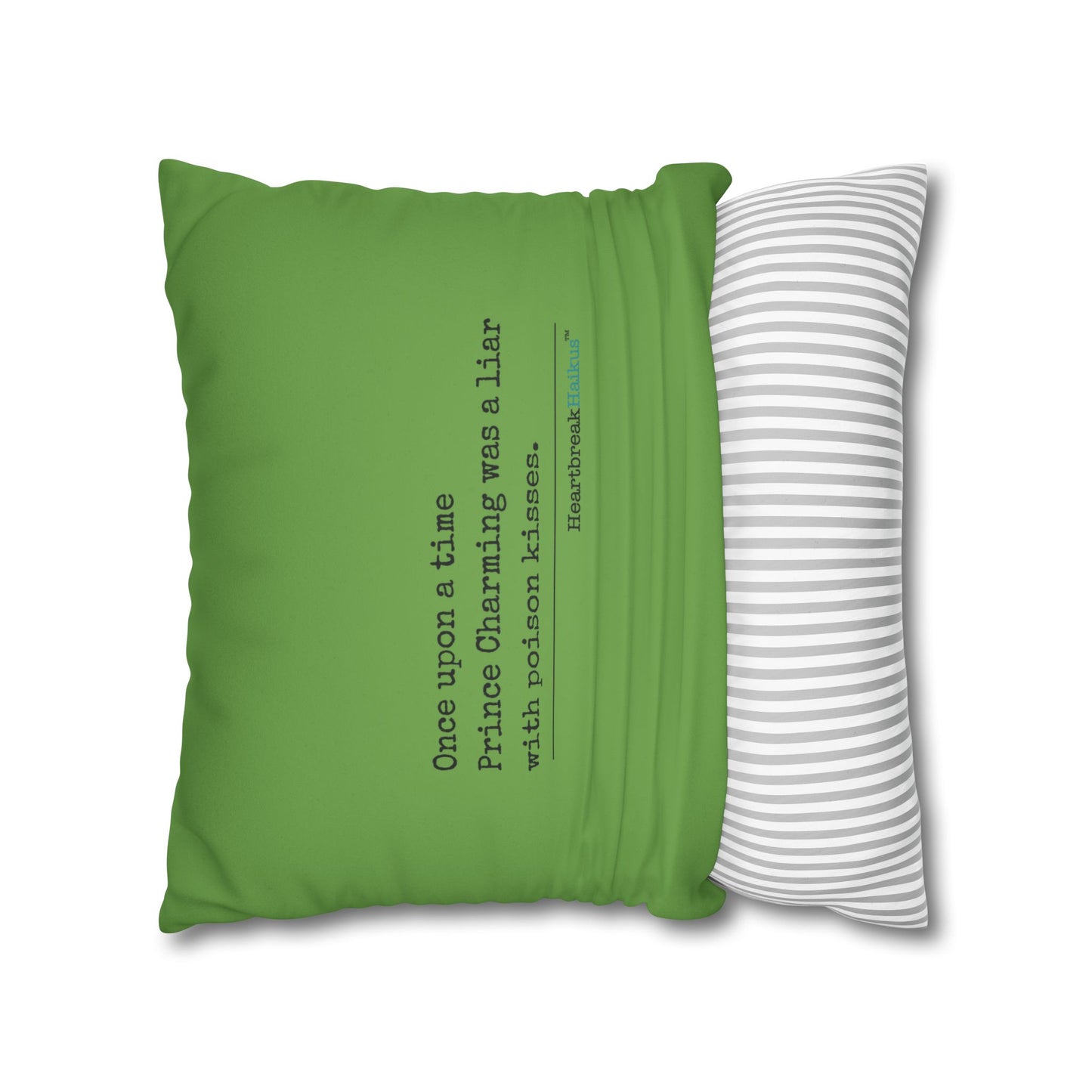 Prince Charming's Poison Kisses - Faux Suede Square Pillowcase (in Wicked Green)