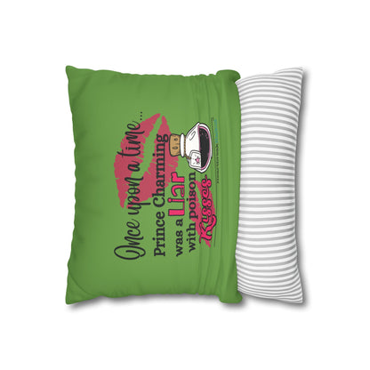 Prince Charming's Poison Kisses - Faux Suede Square Pillowcase (in Wicked Green)