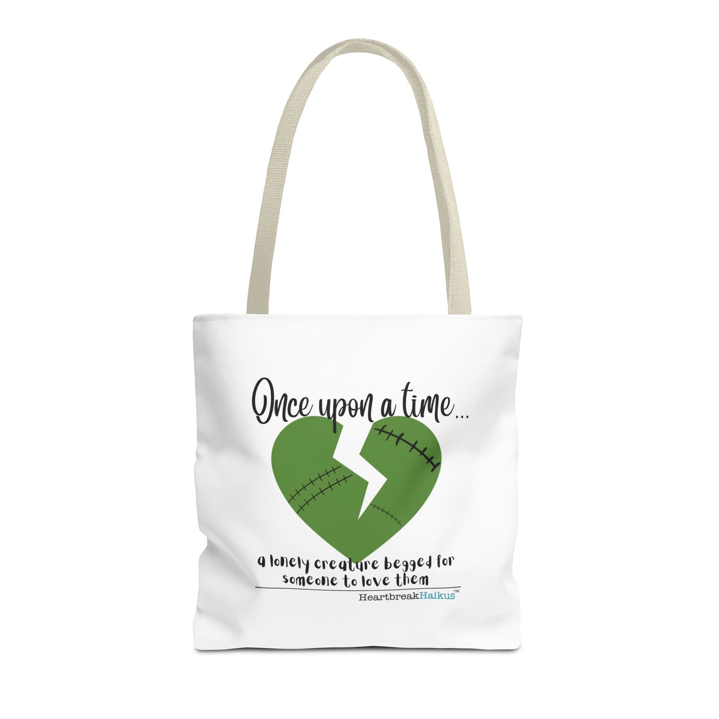 A Lonely Creature Begged Frankenstein Haiku - Tote Bag (Dual-sided print in Snow White)