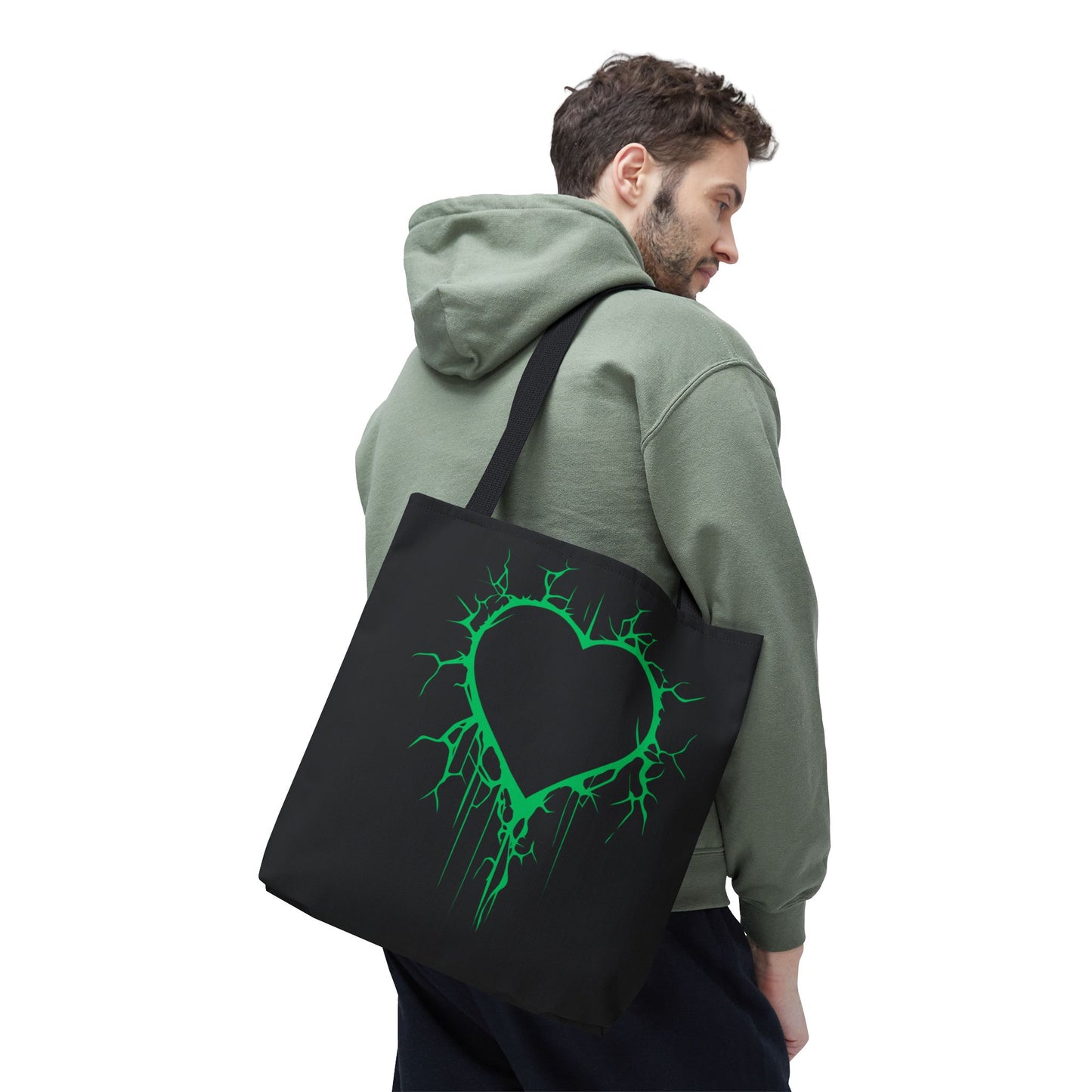 Lightning-Cracked Heart Tote Bag (in Electric Wicked Green) - (The Only Hearts Collection)