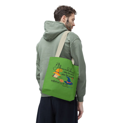 Abracadabra Sang the Witch Haiku - Tote Bag (Dual-sided print in Avocado Green)