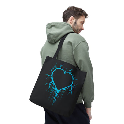 Lightning-Cracked Heart Tote Bag (in Electric Blue) - (The Only Hearts Collection)
