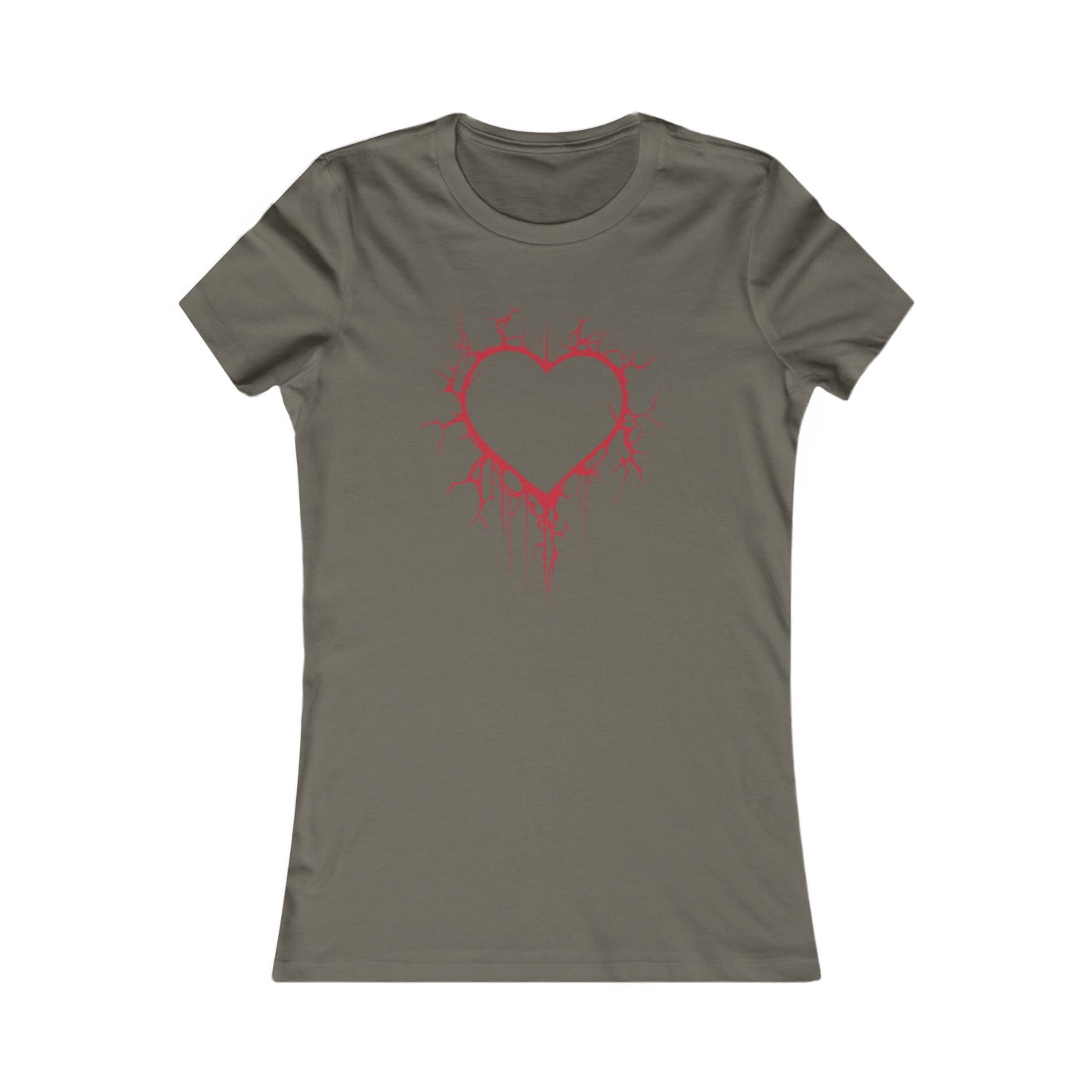 Cracked Hollow Heart  Slim-Fit T-Shirt (in Crimson Red)