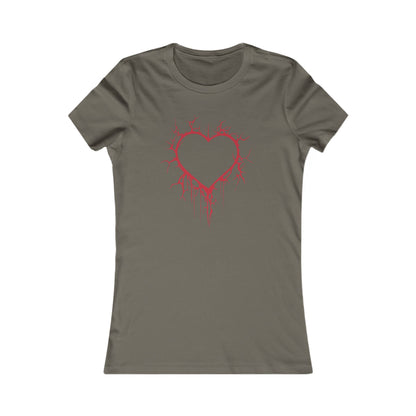 Cracked Hollow Heart  Slim-Fit T-Shirt (in Crimson Red)