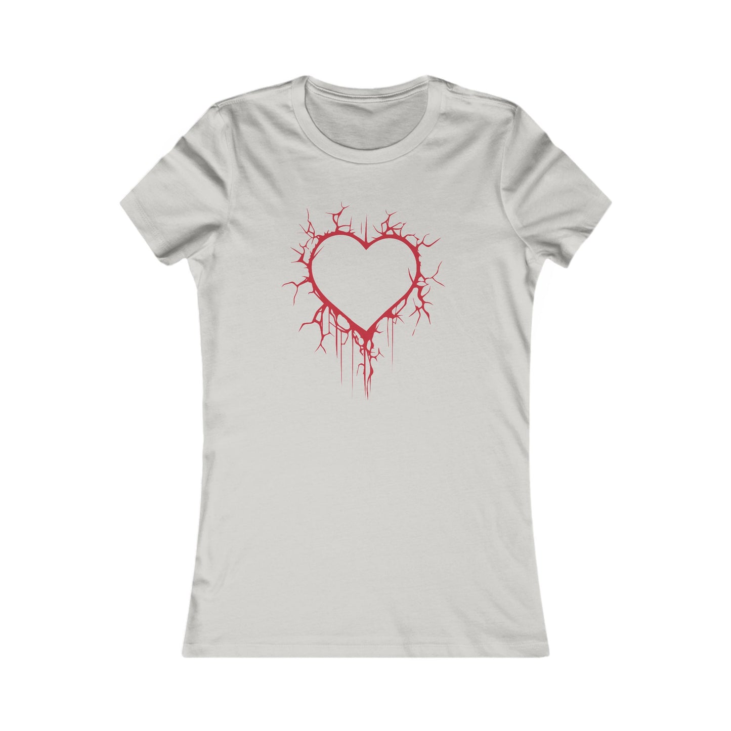 Cracked Hollow Heart  Slim-Fit T-Shirt (in Crimson Red)