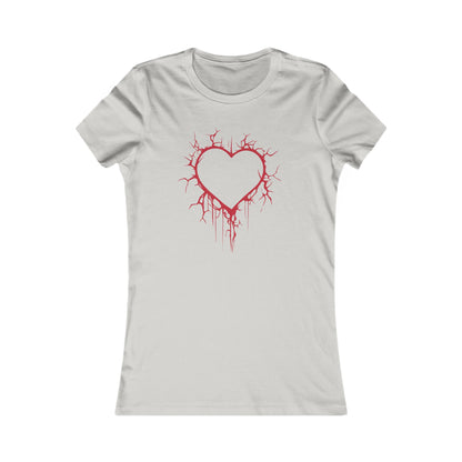 Cracked Hollow Heart  Slim-Fit T-Shirt (in Crimson Red)