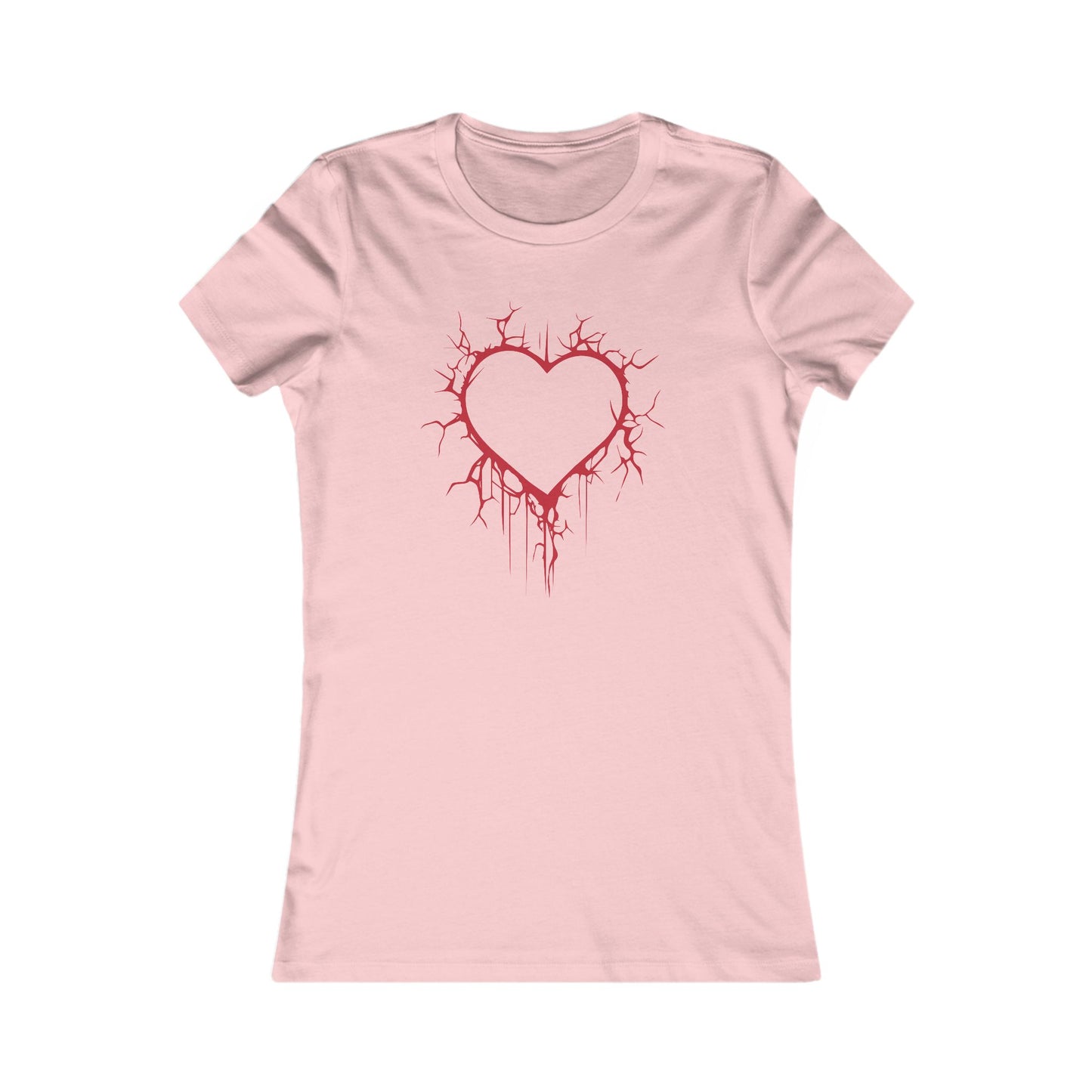 Cracked Hollow Heart  Slim-Fit T-Shirt (in Crimson Red)