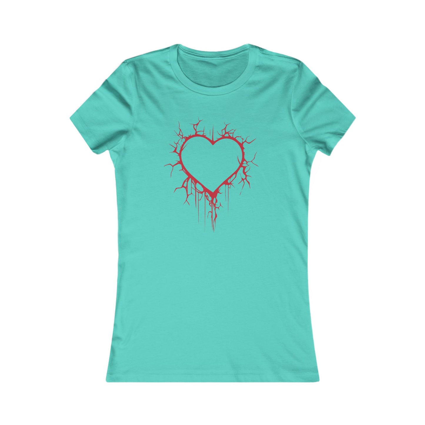 Cracked Hollow Heart  Slim-Fit T-Shirt (in Crimson Red)