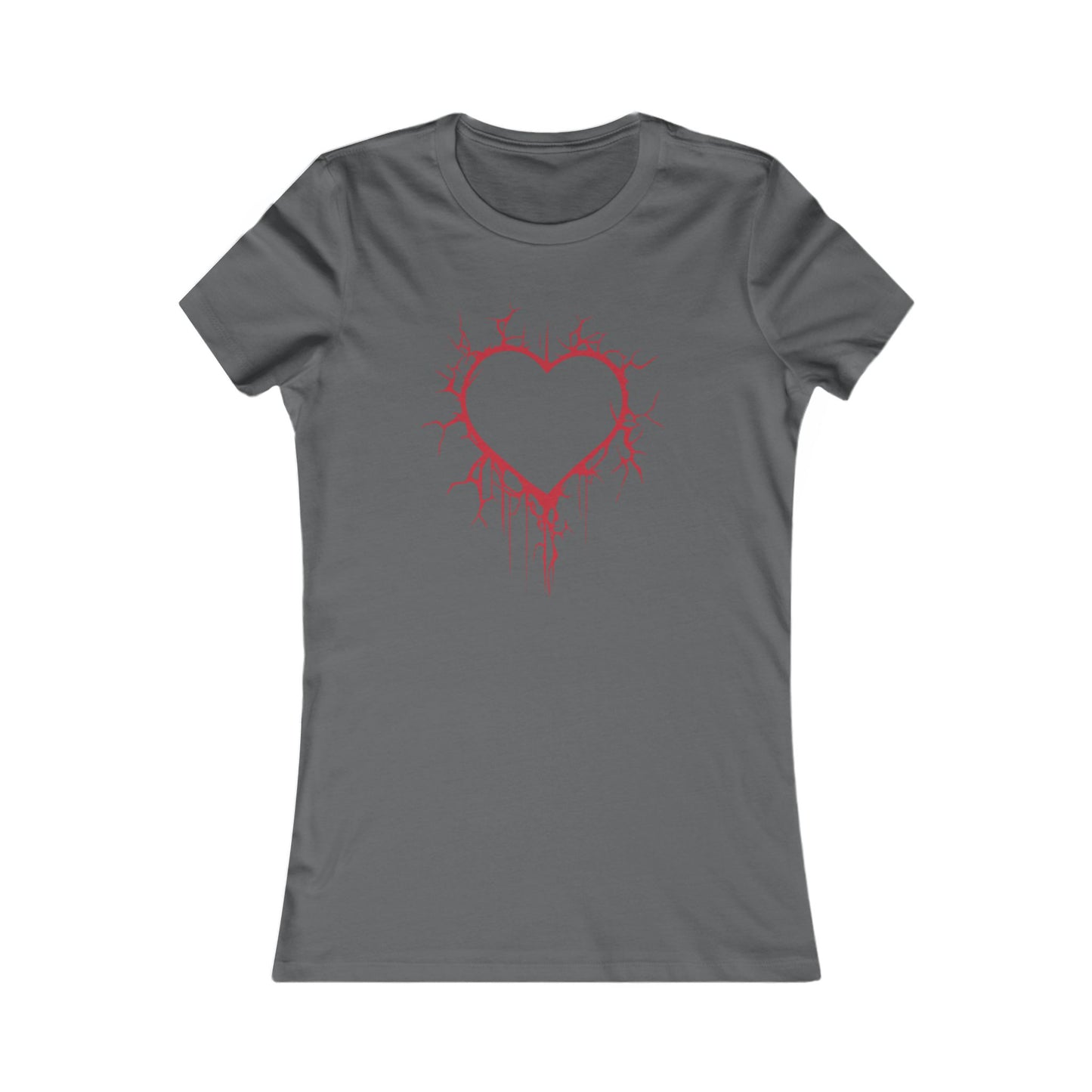 Cracked Hollow Heart  Slim-Fit T-Shirt (in Crimson Red)