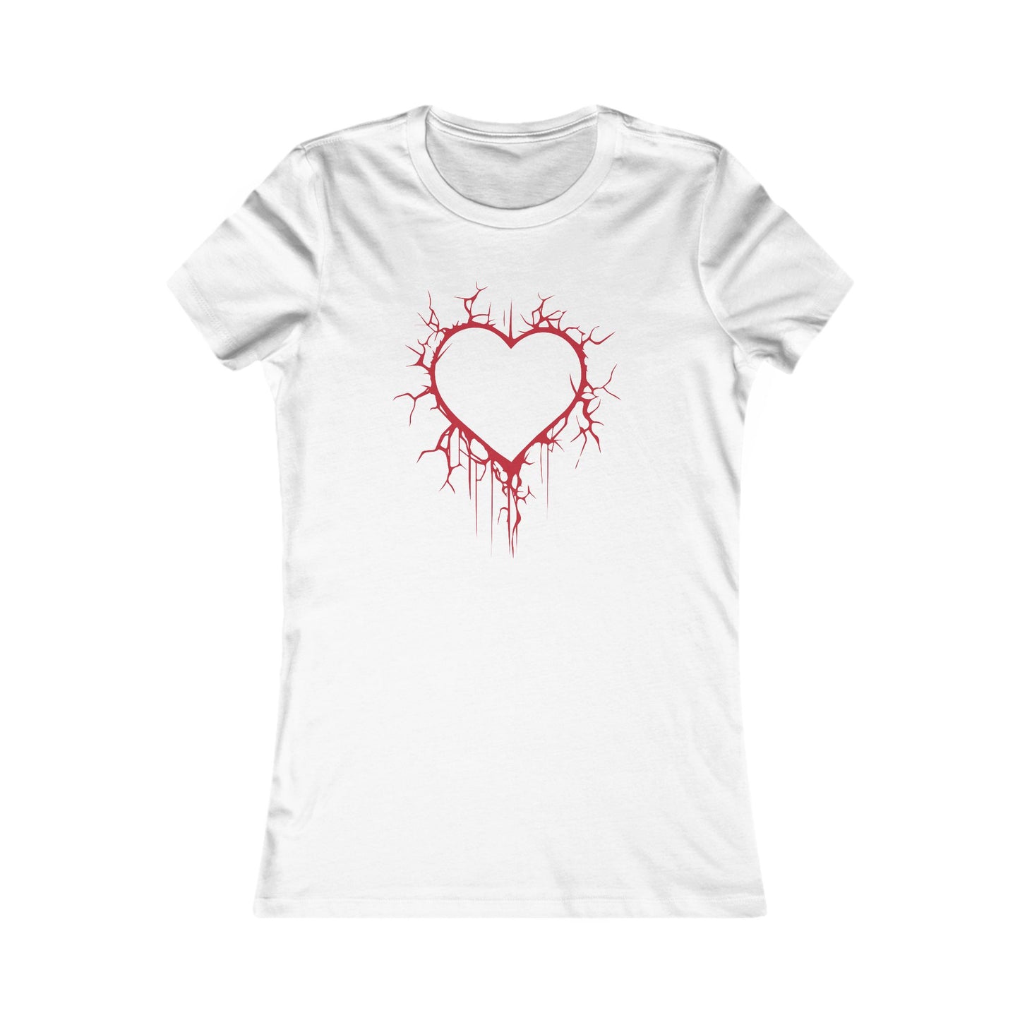 Cracked Hollow Heart  Slim-Fit T-Shirt (in Crimson Red)