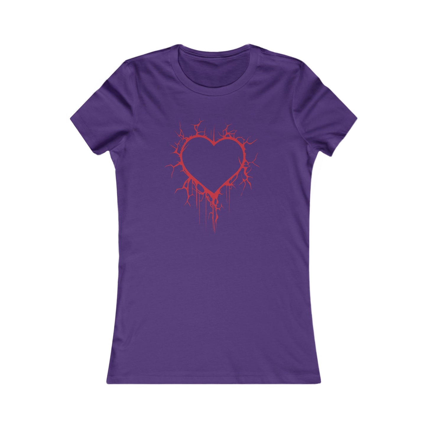 Cracked Hollow Heart  Slim-Fit T-Shirt (in Crimson Red)