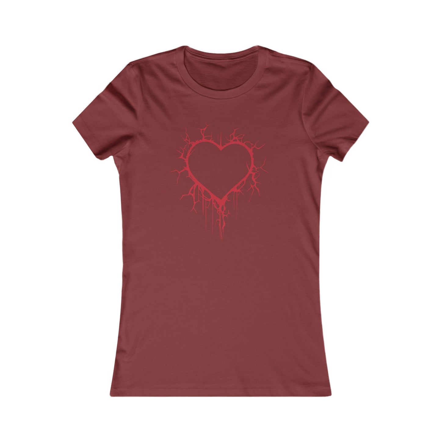 Cracked Hollow Heart  Slim-Fit T-Shirt (in Crimson Red)