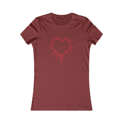 Cracked Hollow Heart  Slim-Fit T-Shirt (in Crimson Red)