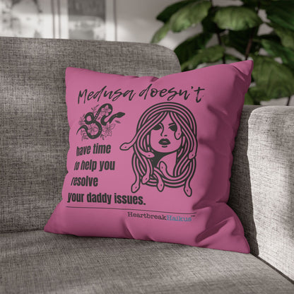 Medusa and Your Daddy Haiku - Faux Suede Square Pillowcase (in Candy Pink)