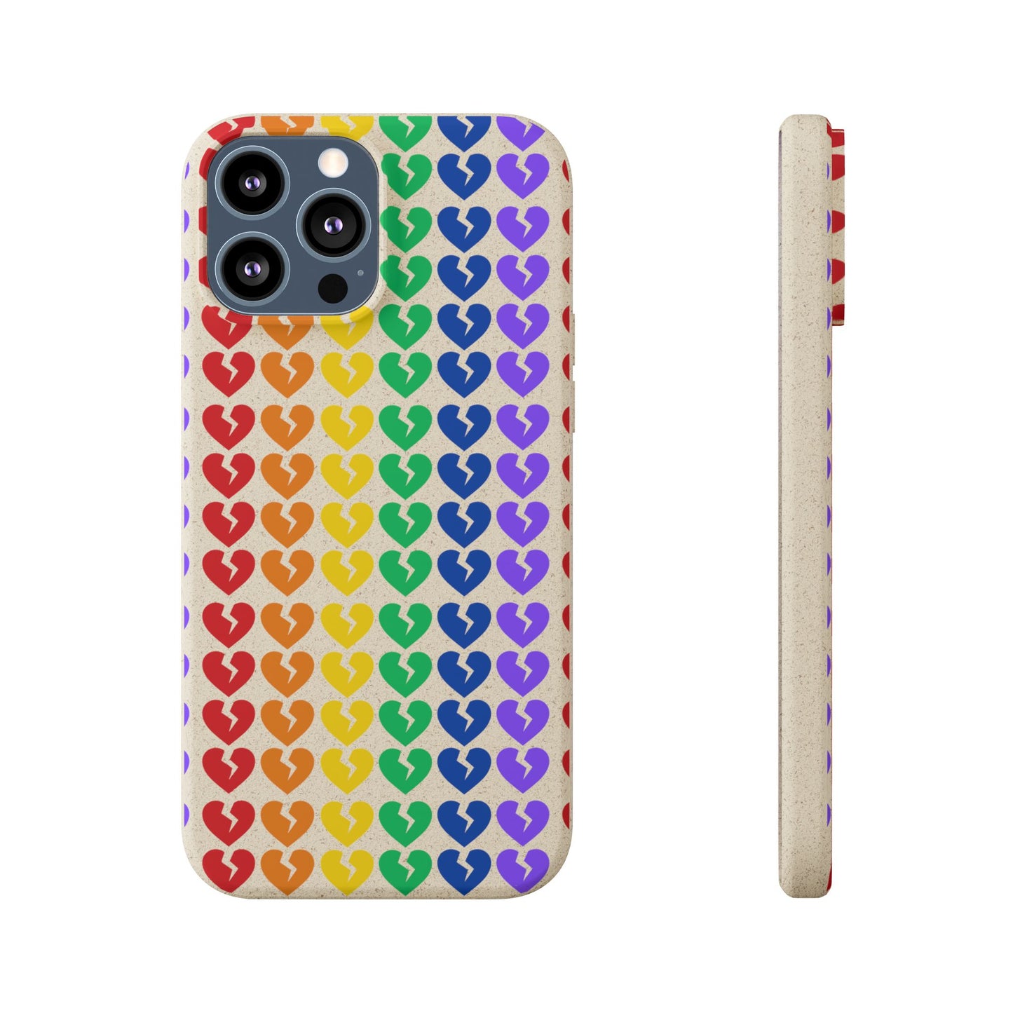 Rainbow Hearts Collection Pattern - Biodegradable Phone Case, Eco-Friendly Phone Cover (Only Hearts Collection)