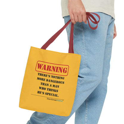 Warning: Dangerous Special Man Haiku Tote Bag (dual-sided design in Yellow Gold)