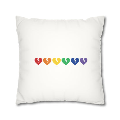 Rainbow Broken Hearts - Faux Suede Square Pillowcase (Only Hearts Collection)