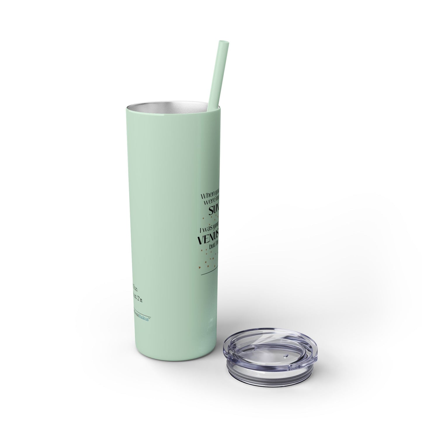 Safer as Pluto Haiku - Skinny Venti Tumbler with Eco-Friendly, Reusable, Matching Straw, 20oz