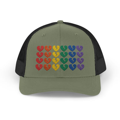 Rainbow Heartbreak Collection - Embroidered Trucker Hat (Only Hearts Collection)