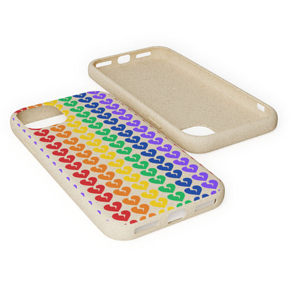 Rainbow Hearts Collection Pattern - Biodegradable Phone Case, Eco-Friendly Phone Cover (Only Hearts Collection)