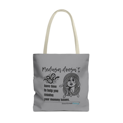 Medusa and Your Mommy Haiku - Tote Bag (Dual-sided print in Stone Grey)