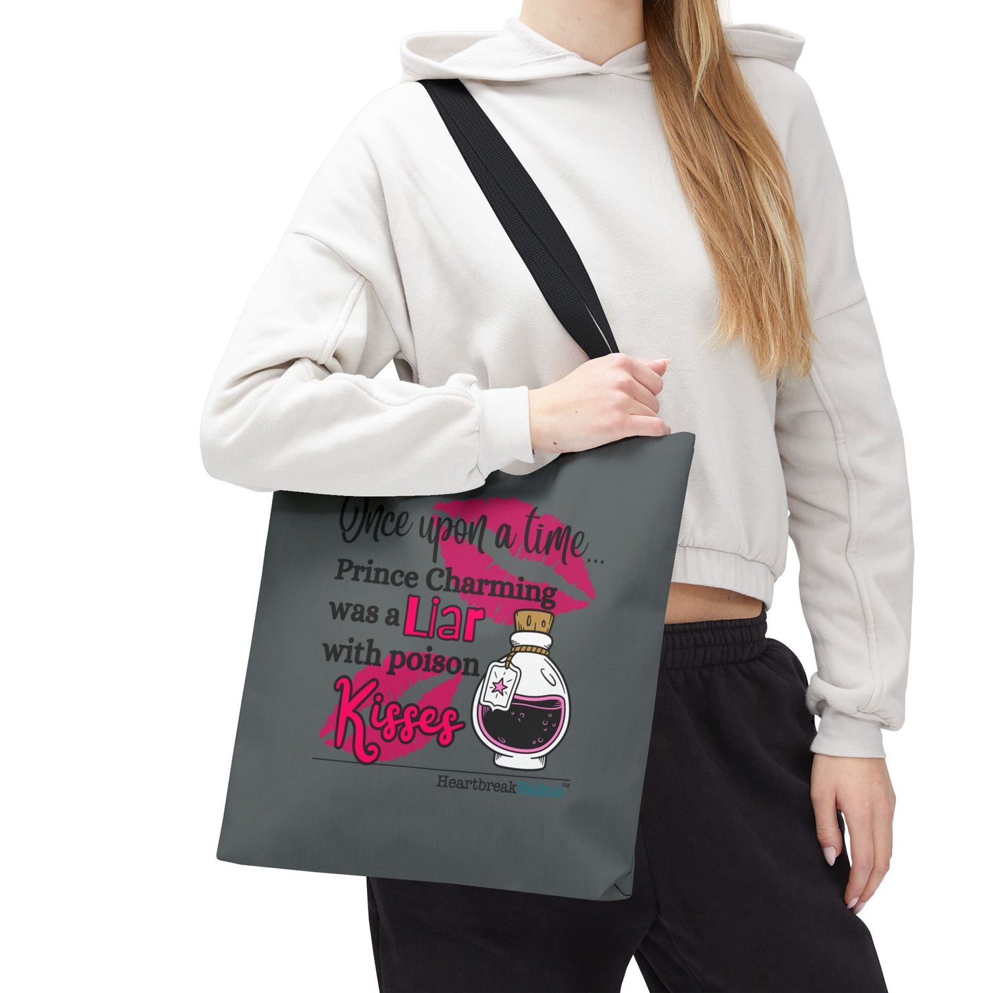 Prince Charming's Poison Kisses Haiku - Tote Bag (Dual-sided print in Moody Grey)