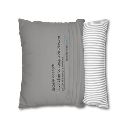 Medusa and Your Mommy Haiku - Faux Suede Square Pillowcase in Stone Grey