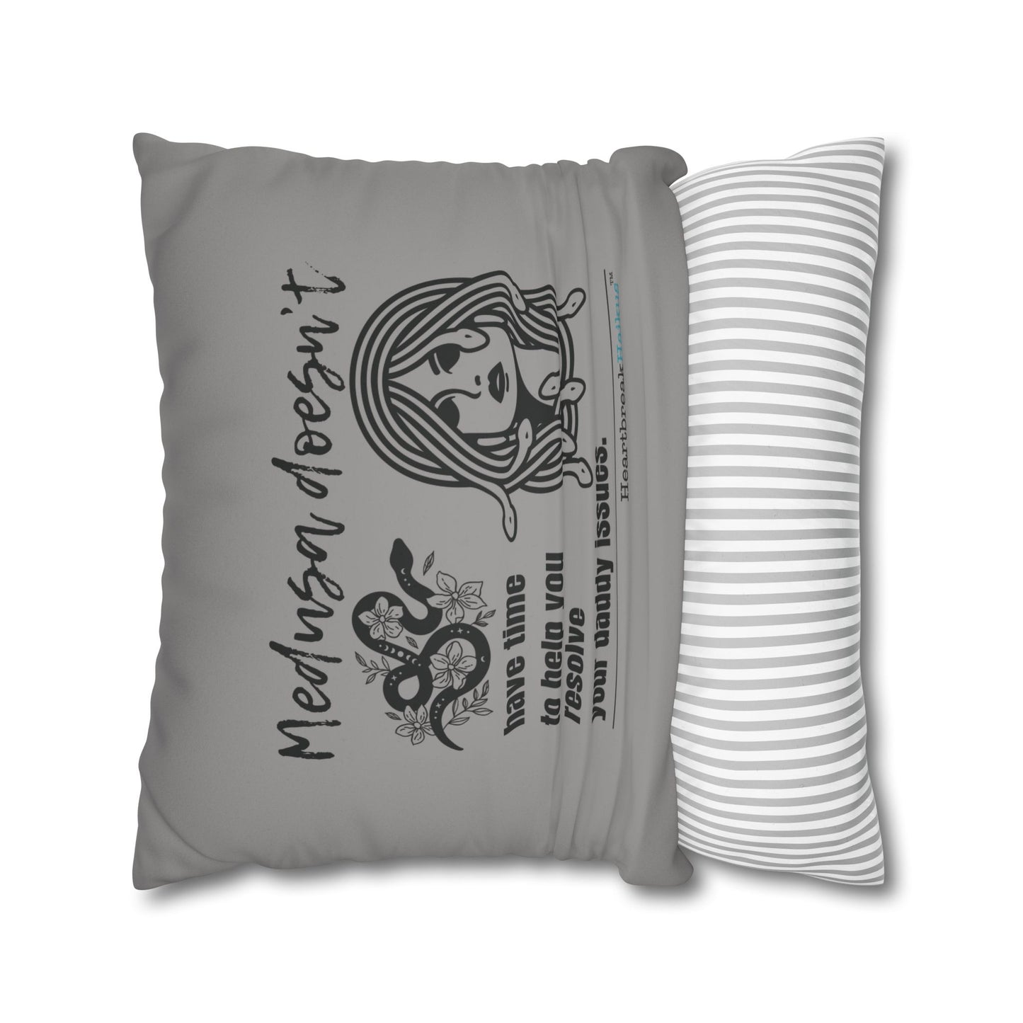 Medusa and Your Daddy Haiku - Faux Suede Square Pillowcase (Slate Gray)