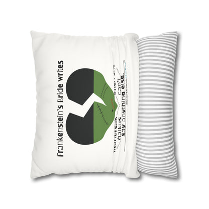 Frankenstein's Bride Writes Heartbreak Haikus - Faux Suede Square Pillowcase (in Snow White)