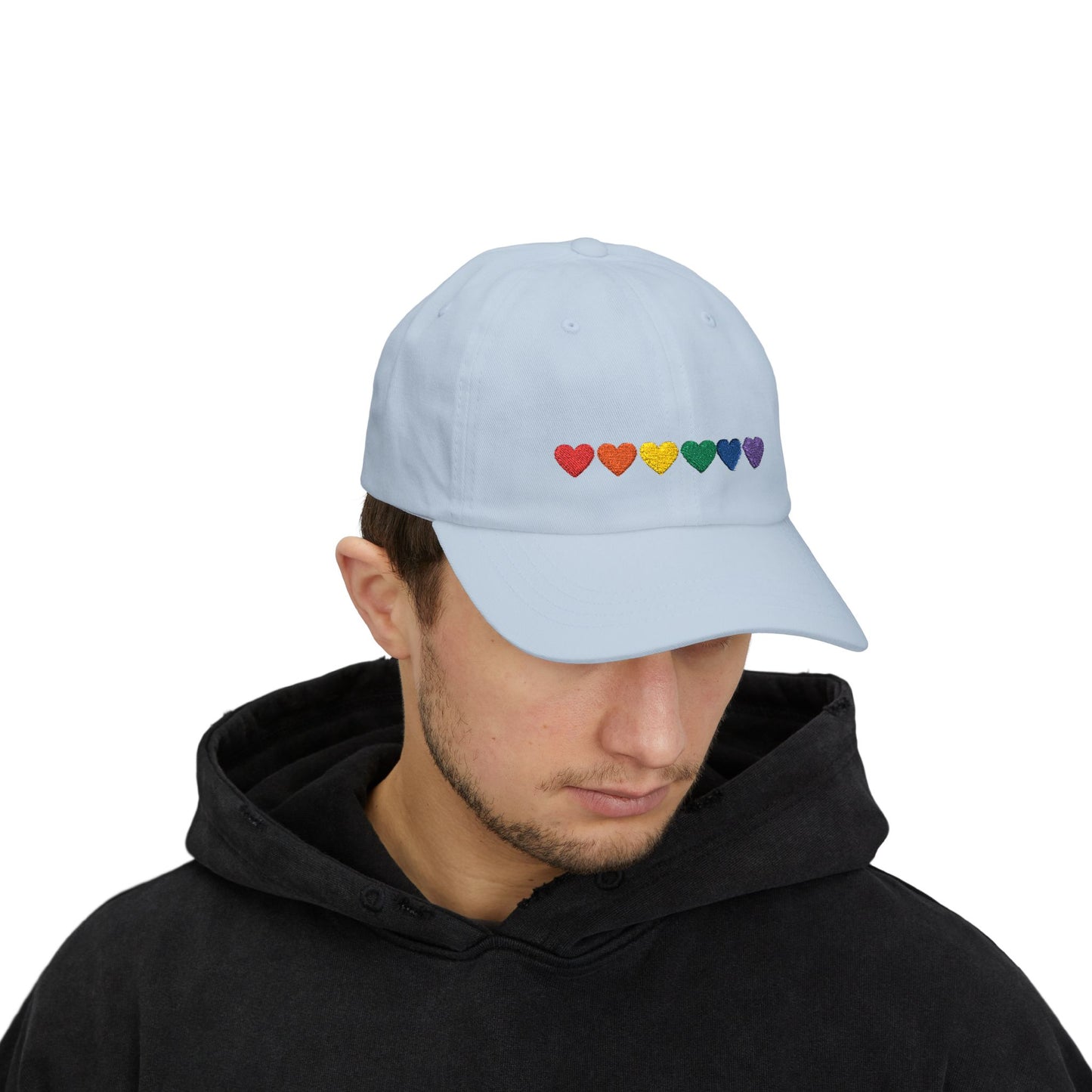 Embroidered Rainbow Hearts - Classic Adjustable Cap (Only Hearts Collection)