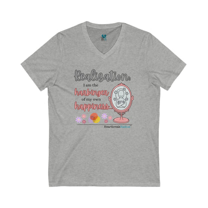Harbinger of Happiness Haiku - Jersey Short Sleeve V-Neck Tee