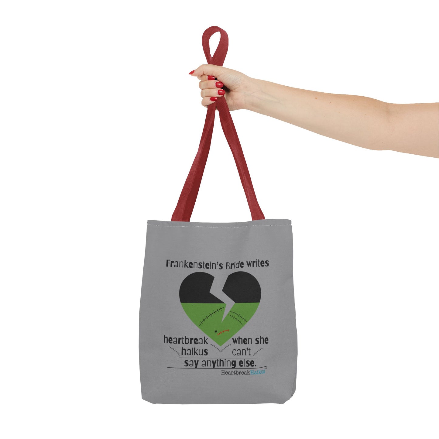 Frankenstein's Bride Writes Heartbreak Haikus - Tote Bag (Dual-sided print in Stone Grey)