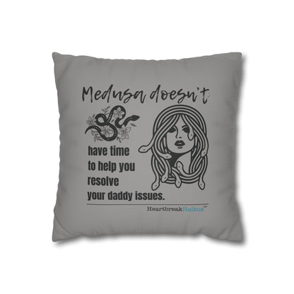 Medusa and Your Daddy Haiku - Faux Suede Square Pillowcase (Slate Gray)