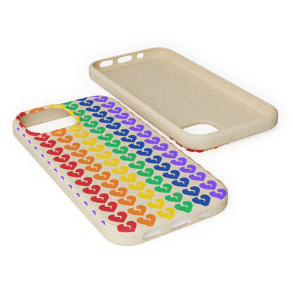 Rainbow Hearts Collection Pattern - Biodegradable Phone Case, Eco-Friendly Phone Cover (Only Hearts Collection)