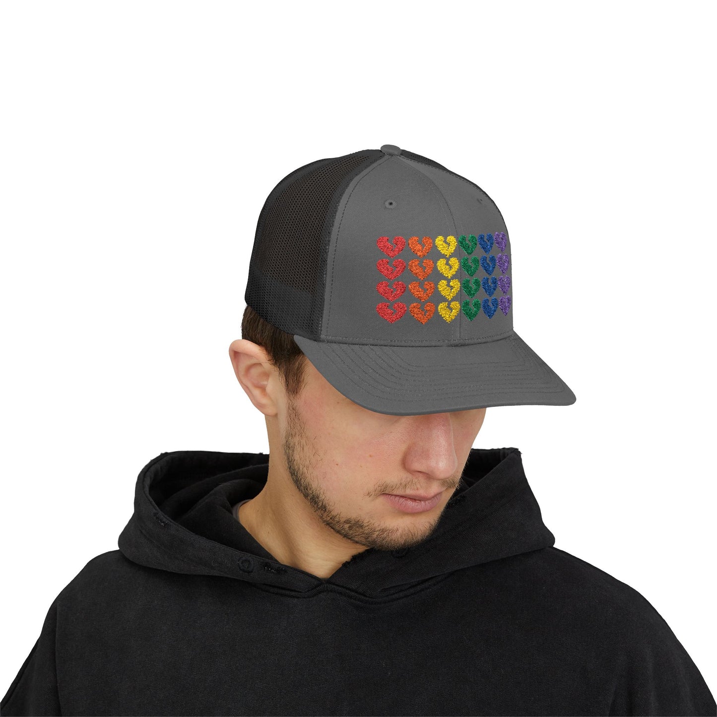 Rainbow Heartbreak Collection - Embroidered Trucker Hat (Only Hearts Collection)