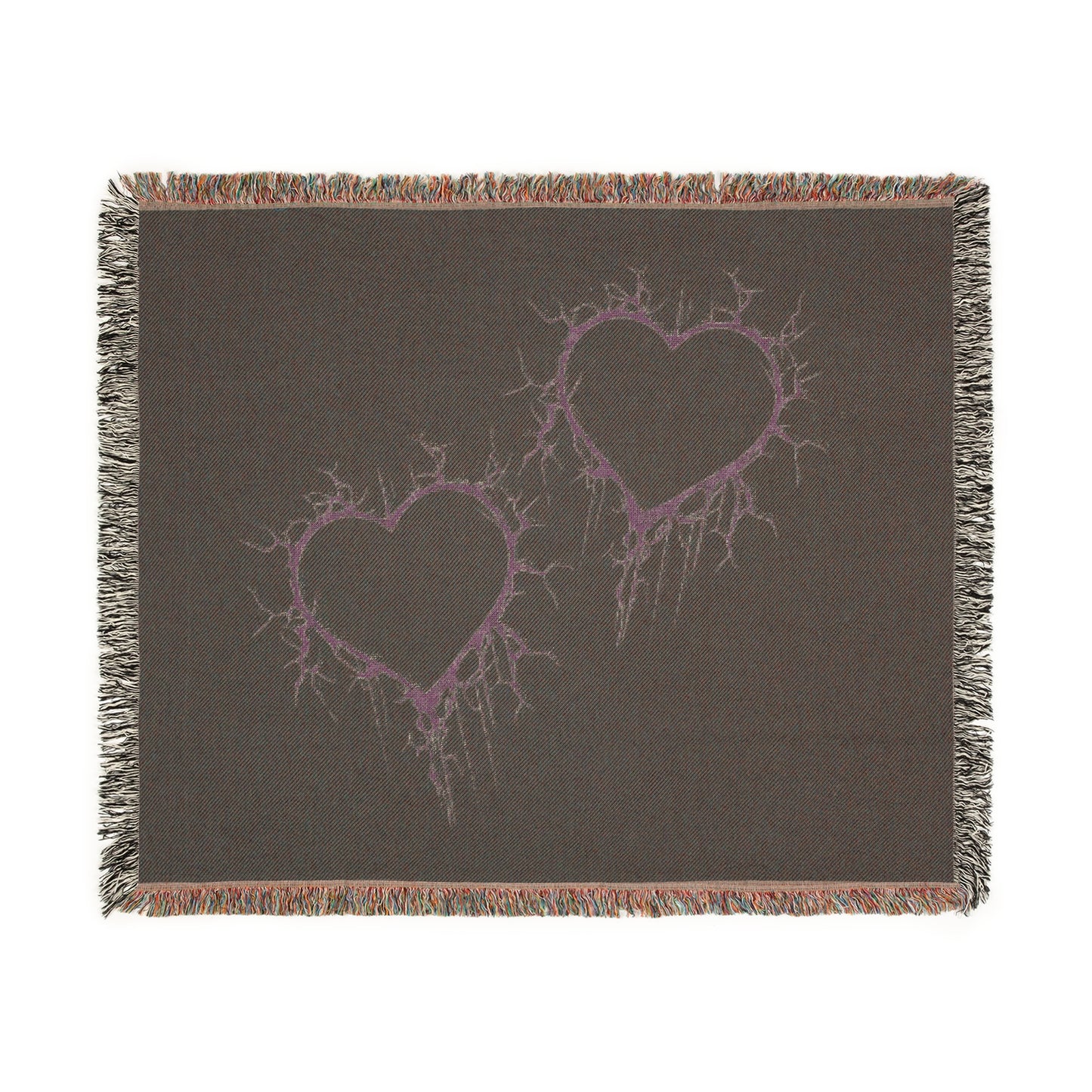 Electric Lightning-Cracked Hearts Pair - Woven Blanket (in Wicked Green)