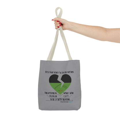 Frankenstein's Bride Writes Heartbreak Haikus - Tote Bag (Dual-sided print in Stone Grey)