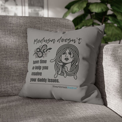 Medusa and Your Daddy Haiku - Faux Suede Square Pillowcase in Stone Grey