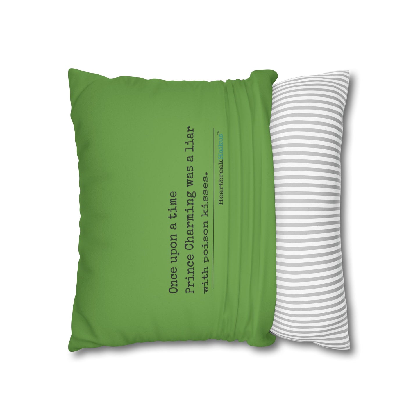 Prince Charming's Poison Kisses - Faux Suede Square Pillowcase (in Wicked Green)