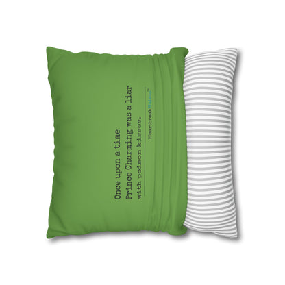 Prince Charming's Poison Kisses - Faux Suede Square Pillowcase (in Wicked Green)