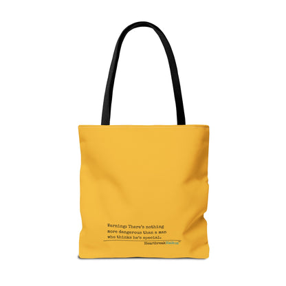 Warning: Dangerous Special Man Haiku Tote Bag (dual-sided design in Yellow Gold)