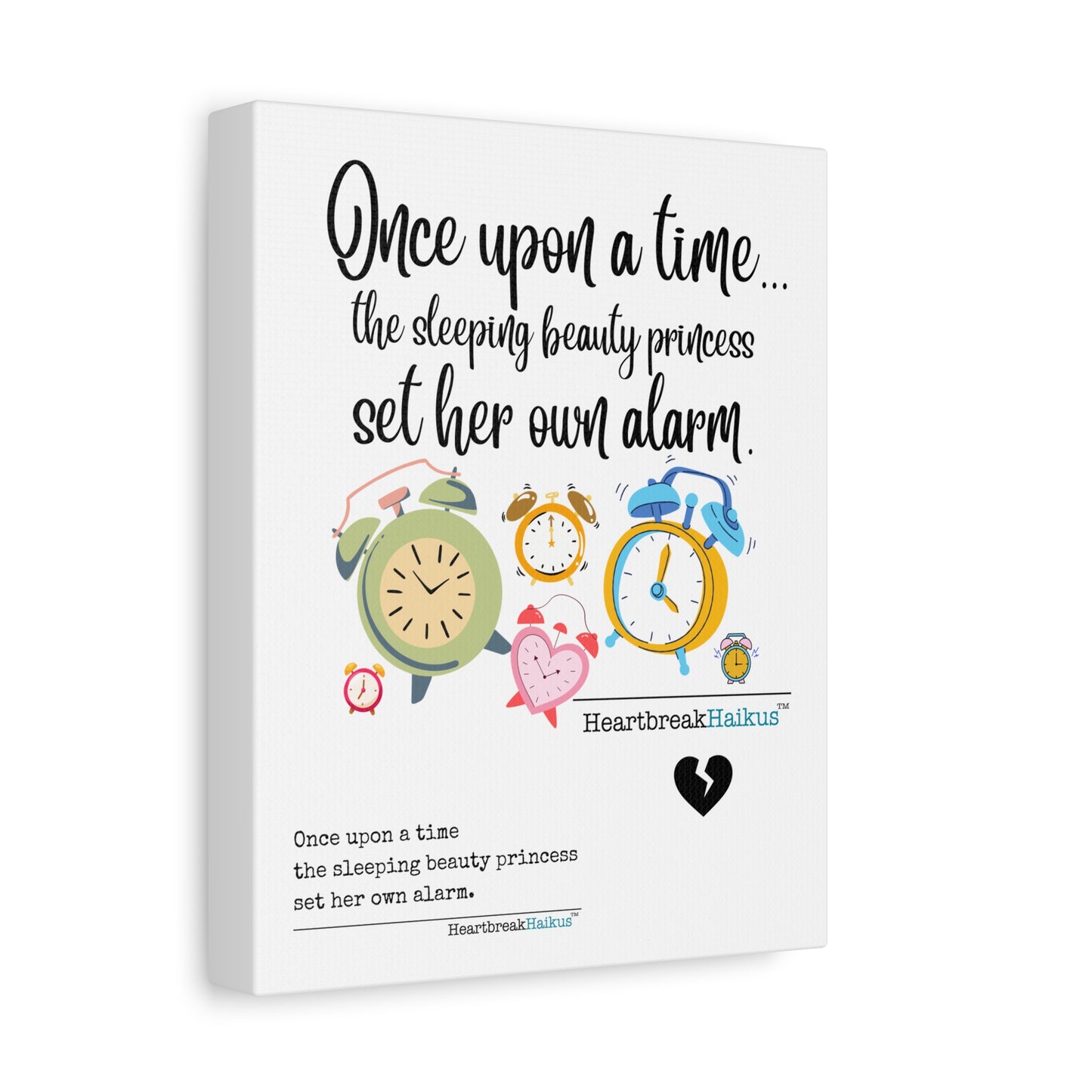 Sleeping Beauty's Alarm - Vertical Matte Canvas, Stretched, 1.25" (graphic and text)