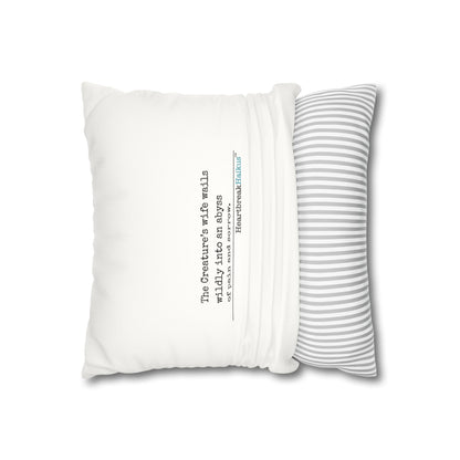 The Creature's Wife Wails Frankenstein Haiku - Faux Suede Square Pillowcase (in Snow White)