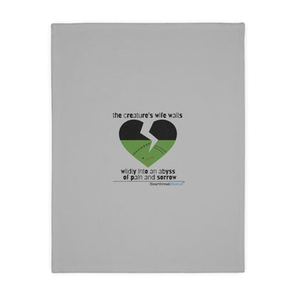 The Creature's Wife Wails Wildly Frankenstein Haiku - Plush Throw Blanket (in Stone Grey)