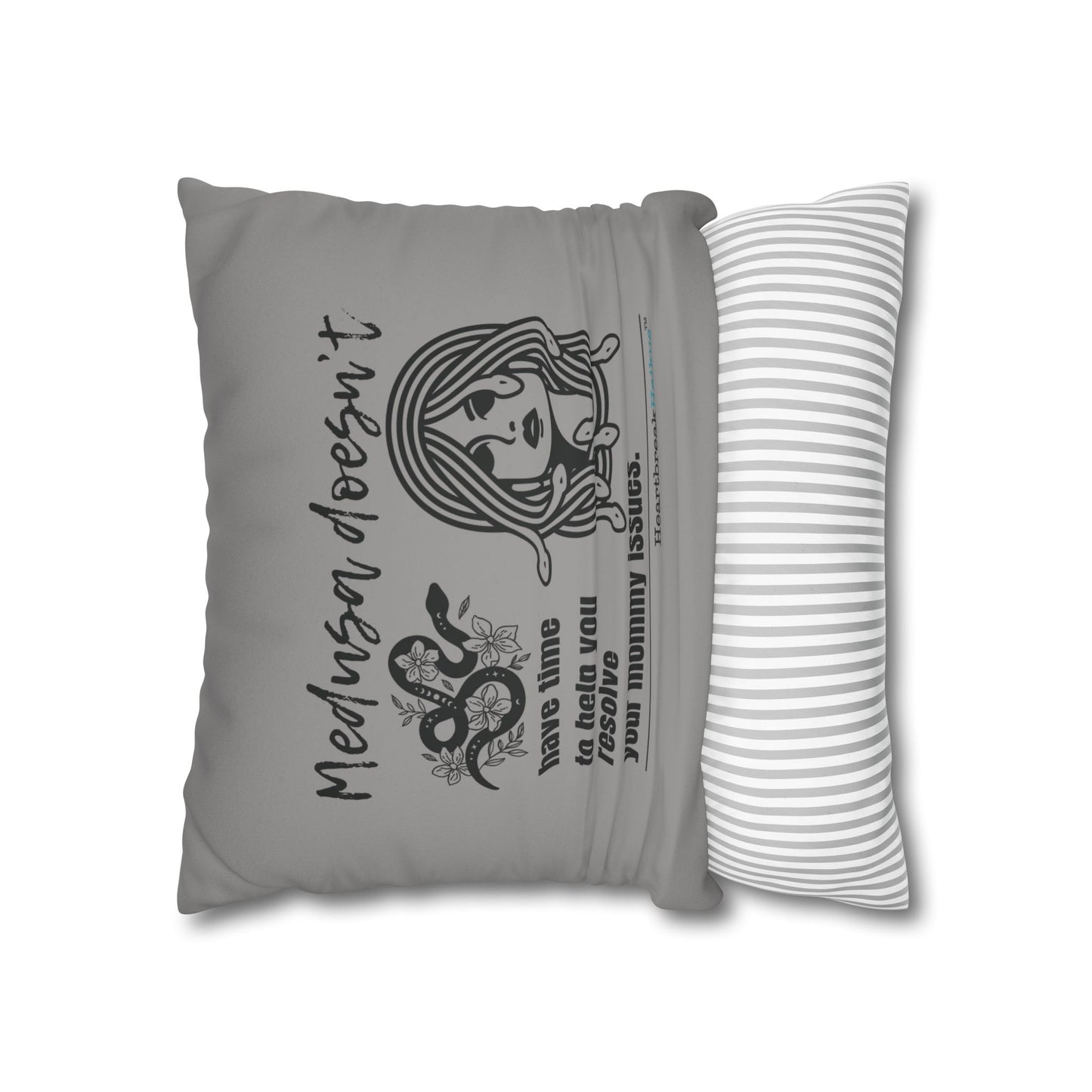 Medusa and Your Mommy Haiku - Faux Suede Square Pillowcase in Stone Grey