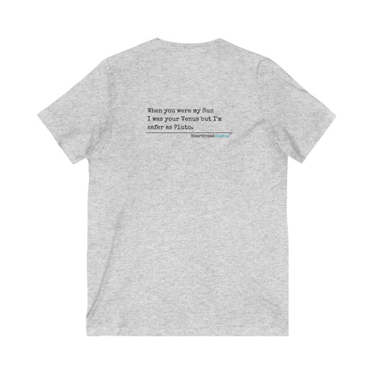 Safer as Pluto Haiku - Unisex Jersey Short Sleeve V-Neck Tee